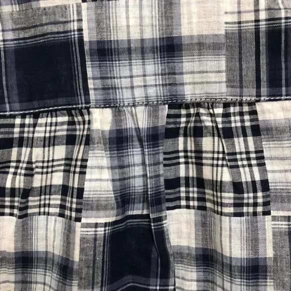 Joie Navy and White  Plaid Button Up Rolled Sleeve Top Size XXS NWOT - Picture 7 of 9